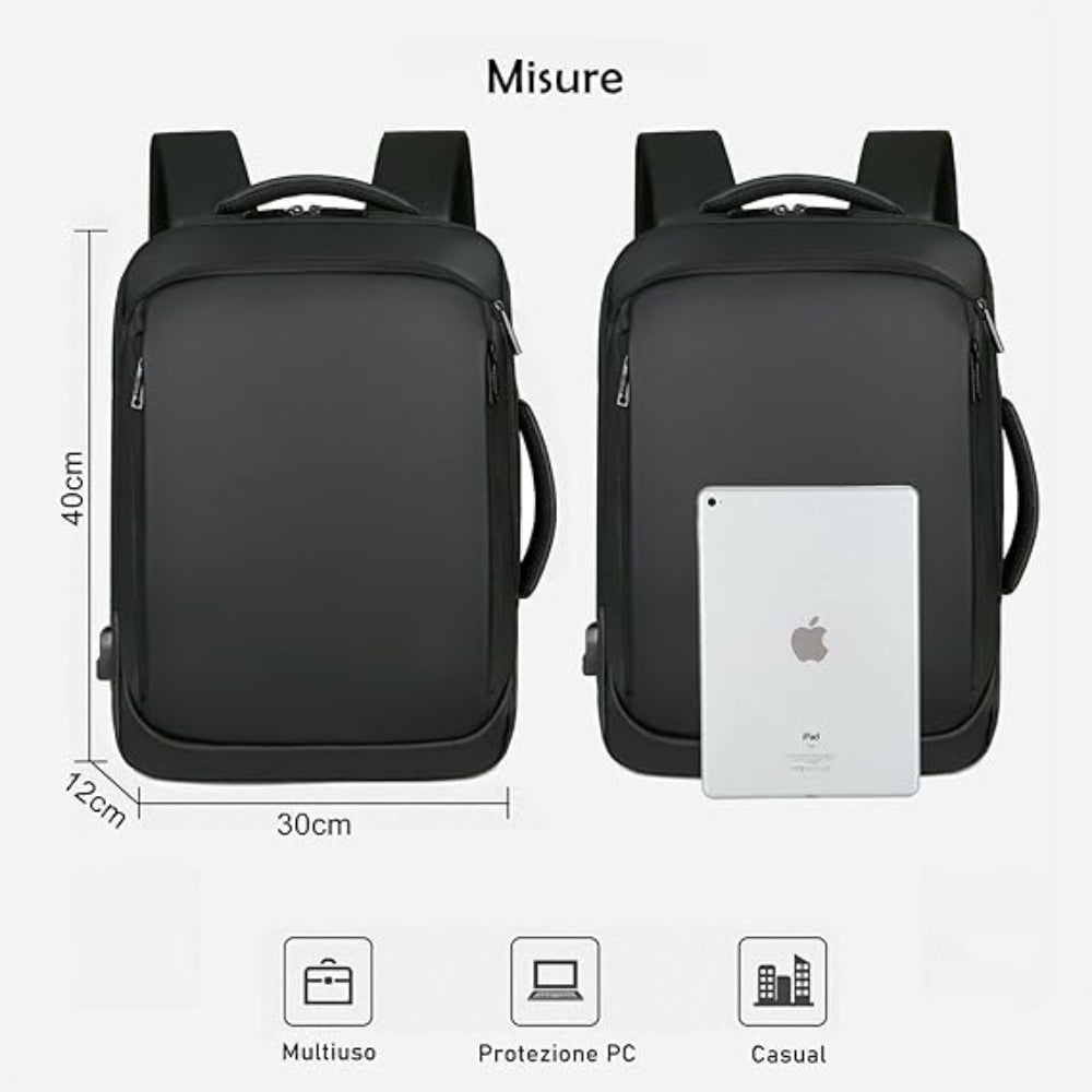 Tasca anteriore con cerniera per accessori e oggetti personali dello zaino impermeabile